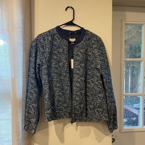 Cute J. Crew navy blue and gray bomber jacket size L new